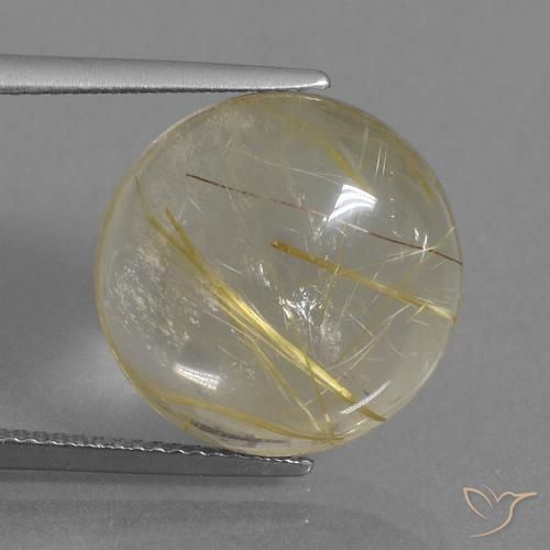 11.39ct طبيعي أصفر فاتح كوارتز روتيل, دائري, شفاف