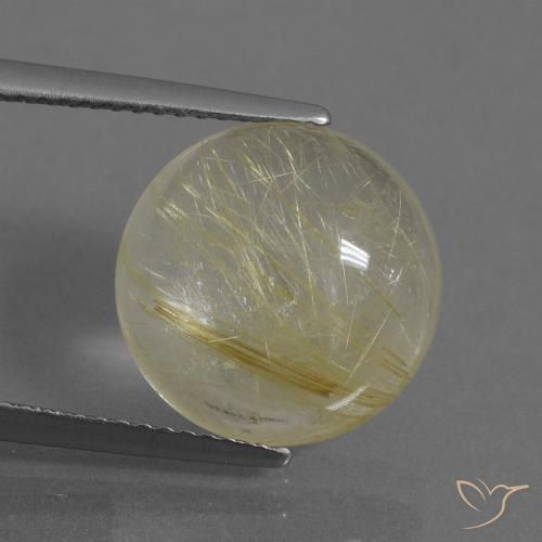 6.74ct طبيعي أصفر فاتح كوارتز روتيل, دائري, شفاف