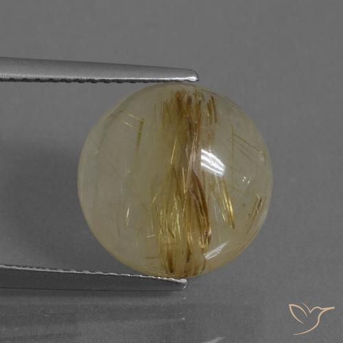 7.12ct طبيعي بنى-ذهبى فاتح جدا كوارتز روتيل, دائري, نصف شفاف