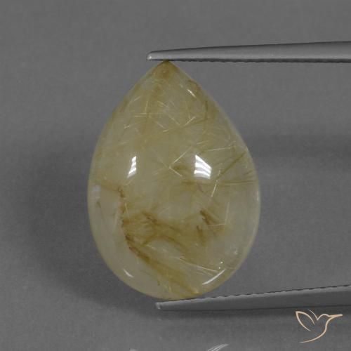 9.75ct طبيعي أصفر توسكانا كوارتز روتيل, شكل الكمثرى, نصف شفاف