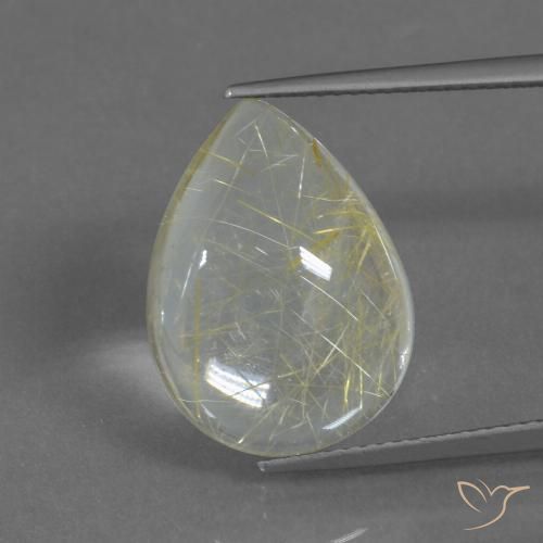 10.33ct طبيعي أصفر موزى كوارتز روتيل, شكل الكمثرى, شفاف, Photo A