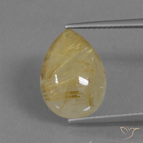 8.23ct طبيعي أصفر توسكانا كوارتز روتيل, شكل الكمثرى, نصف شفاف