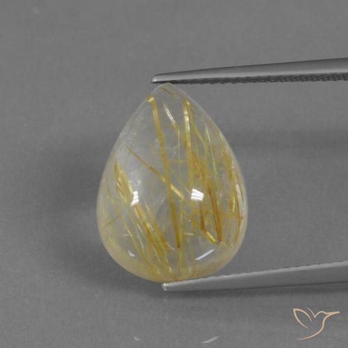 9.34ct طبيعي أصفر ترابى كوارتز روتيل, شكل الكمثرى, شفاف