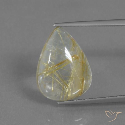 7.83ct طبيعي أصفر توسكانا كوارتز روتيل, شكل الكمثرى, شفاف