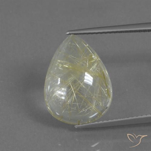 8.27ct طبيعي أصفر موزى كوارتز روتيل, شكل الكمثرى, شفاف