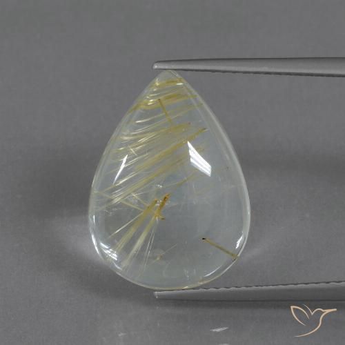 8.51ct طبيعي أصفر ترابى فاتح كوارتز روتيل, شكل الكمثرى, شفاف