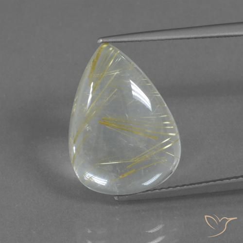 8.42ct طبيعي أصفر ترابى فاتح كوارتز روتيل, شكل الكمثرى, شفاف