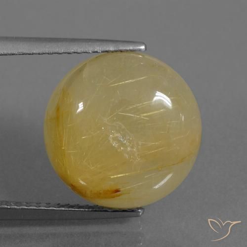9.37ct طبيعي أصفر ترابى كوارتز روتيل, دائري, شفاف
