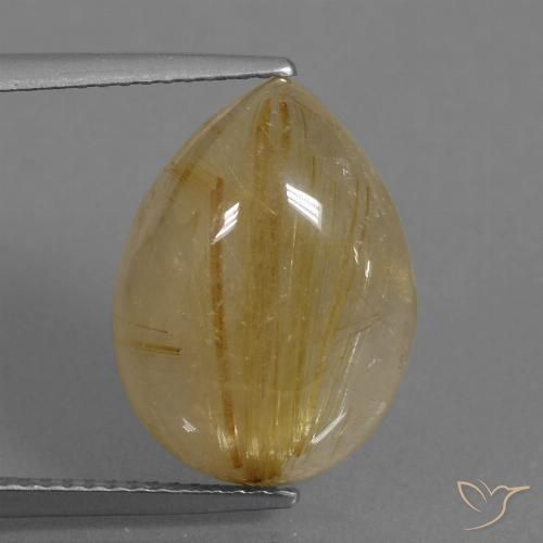 9.64ct طبيعي بنى مصفر فاتح كوارتز روتيل, شكل الكمثرى, شفاف