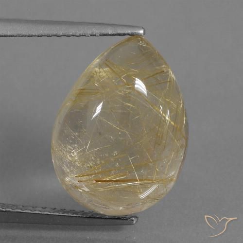 9.18ct طبيعي بنى-ذهبى فاتح جدا كوارتز روتيل, شكل الكمثرى, شفاف