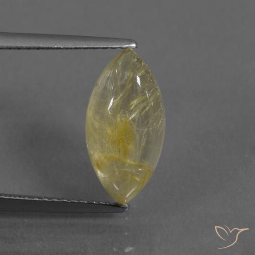 3.58ct طبيعي أصفر فاتح كوارتز روتيل, ماركيز, شفاف