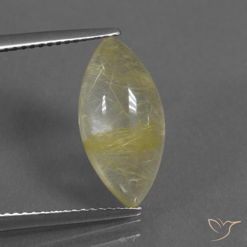 5.01ct طبيعي أصفر ترابى فاتح كوارتز روتيل, ماركيز, شفاف