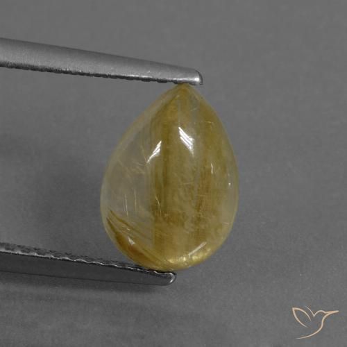 2.13ct طبيعي أصفر متوسط كوارتز روتيل, شكل الكمثرى, نصف شفاف