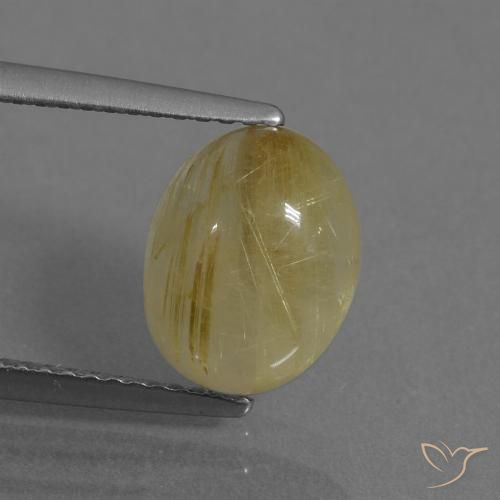 3.06ct طبيعي أصفر باهت كوارتز روتيل, بيضوي, شفاف