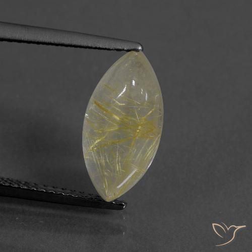 3.97ct طبيعي أصفر باهت كوارتز روتيل, ماركيز, شفاف