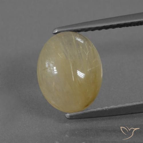 2.92ct طبيعي أصفر ديجون فاتح كوارتز روتيل, بيضوي, شفاف