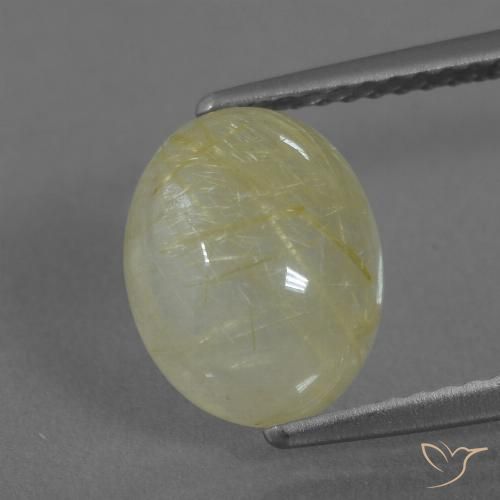 3.38ct طبيعي أصفر متوسط كوارتز روتيل, بيضوي, نصف شفاف