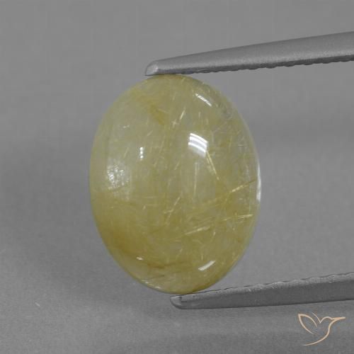 2.72ct طبيعي أصفر موزى كوارتز روتيل, بيضوي, نصف شفاف