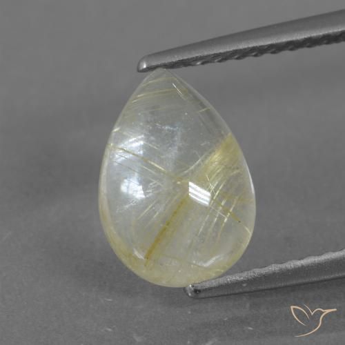 2.51ct طبيعي أصفر باهت كوارتز روتيل, شكل الكمثرى, شفاف