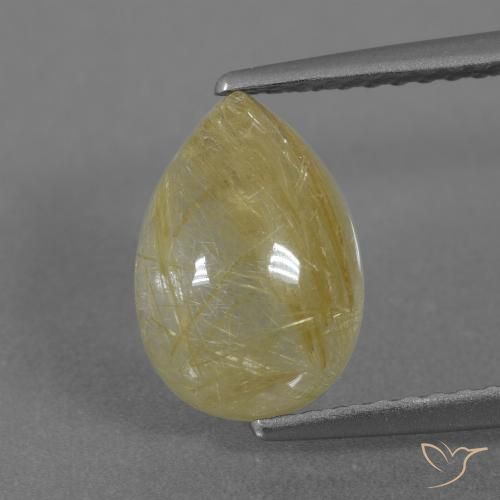 3.05ct طبيعي أصفر متوسط كوارتز روتيل, شكل الكمثرى, شفاف