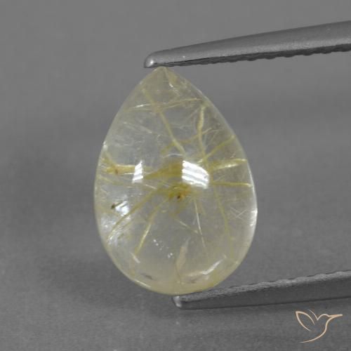 2.76ct طبيعي أصفر فاتح كوارتز روتيل, شكل الكمثرى, شفاف, Photo A