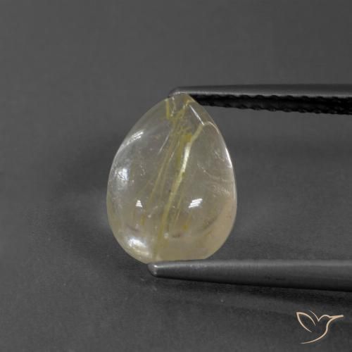 2.58ct طبيعي أصفر فاتح كوارتز روتيل, شكل الكمثرى, شفاف