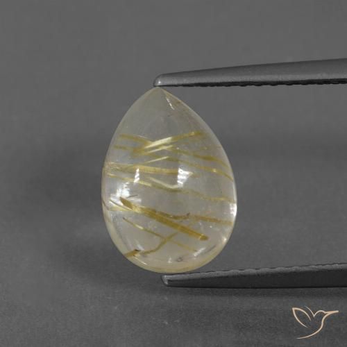 2.97ct طبيعي أصفر ترابى كوارتز روتيل, شكل الكمثرى, شفاف