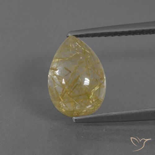 2.94ct طبيعي أصفر دافئ كوارتز روتيل, شكل الكمثرى, شفاف