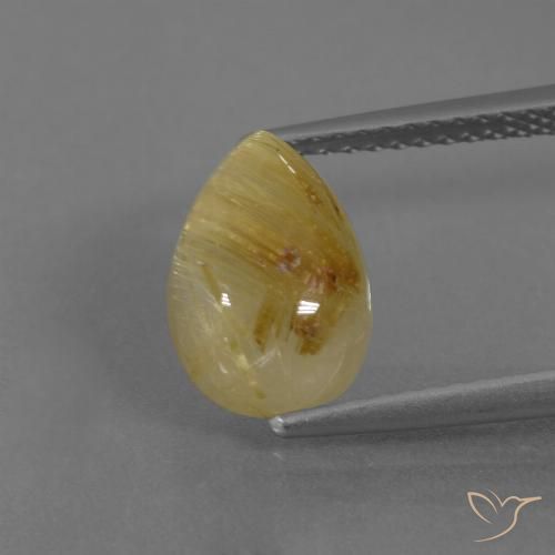 3.17ct طبيعي أصفر ديجون كوارتز روتيل, شكل الكمثرى, نصف شفاف