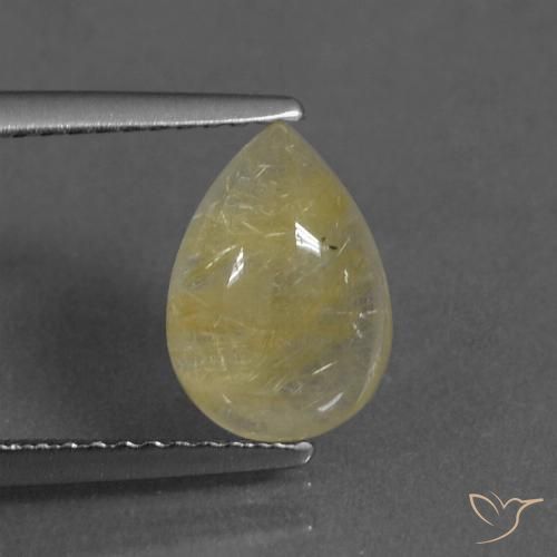 2.36ct طبيعي أصفر فاتح كوارتز روتيل, شكل الكمثرى, شفاف