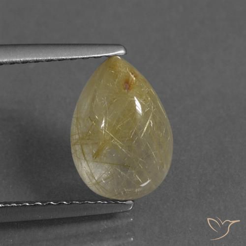 2.72ct طبيعي أصفر توسكانا كوارتز روتيل, شكل الكمثرى, شفاف