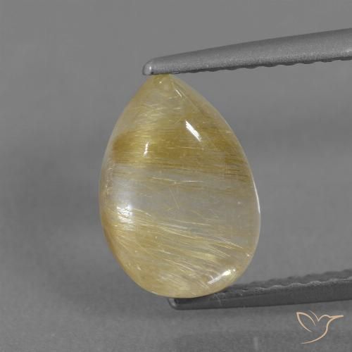 2.74ct طبيعي أصفر ديجون فاتح كوارتز روتيل, شكل الكمثرى, شفاف