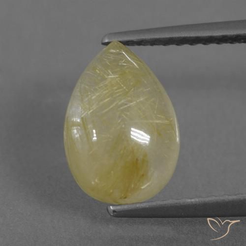 2.67ct طبيعي أصفر متوسط كوارتز روتيل, شكل الكمثرى, شفاف