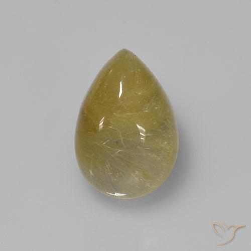 2.14ct طبيعي أصفر ترابى كوارتز روتيل, شكل الكمثرى, شفاف