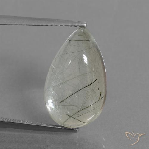9.20ct طبيعي شفاف مع شولئب كوارتز روتيل, شكل الكمثرى, شفاف