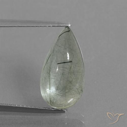 6.41ct طبيعي اخضر فاتح كوارتز روتيل, شكل الكمثرى, شفاف