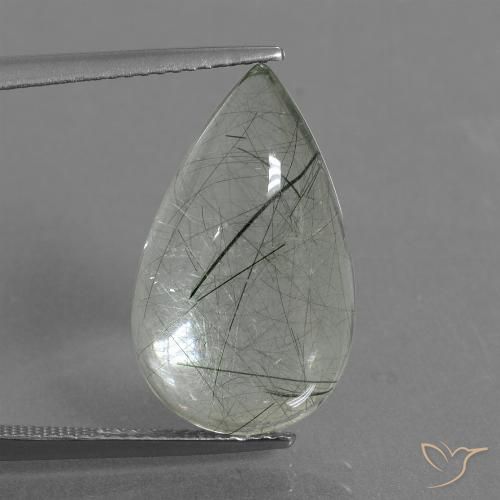 9.75ct طبيعي اخضر فاتح كوارتز روتيل, شكل الكمثرى, شفاف
