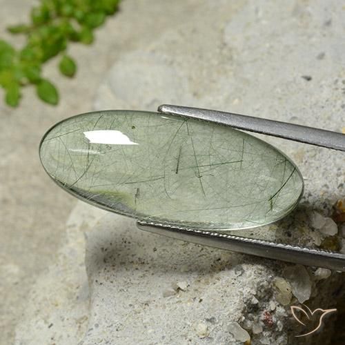 13.24ct طبيعي اخضر فاتح كوارتز روتيل, بيضوي, شفاف, Photo A