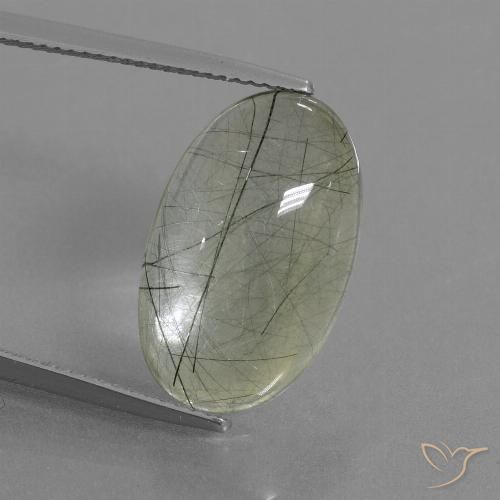 10.99ct طبيعي اخضر فاتح كوارتز روتيل, بيضوي, شفاف