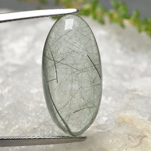 11.39ct طبيعي اخضر فاتح كوارتز روتيل, بيضوي, شفاف