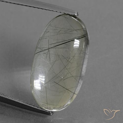 10.05ct طبيعي اخضر فاتح كوارتز روتيل, بيضوي, شفاف