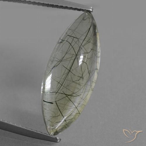 9.05ct طبيعي اخضر فاتح كوارتز روتيل, ماركيز, شفاف
