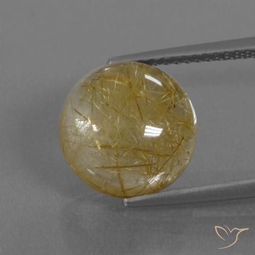 5.64ct طبيعي بنى-ذهبى فاتح جدا كوارتز روتيل, دائري, شفاف