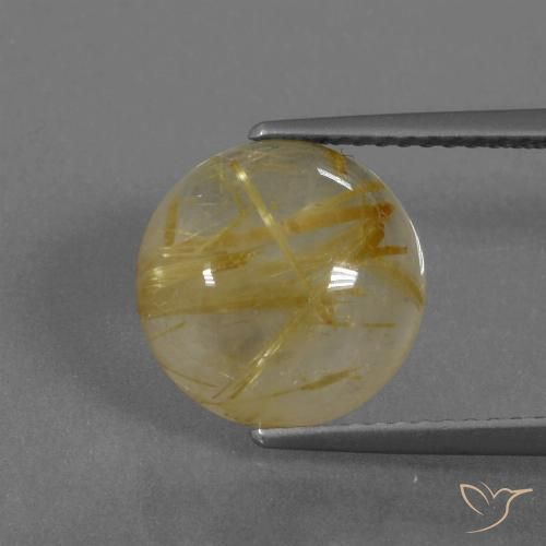 4.61ct طبيعي أصفر متوسط كوارتز روتيل, دائري, شفاف