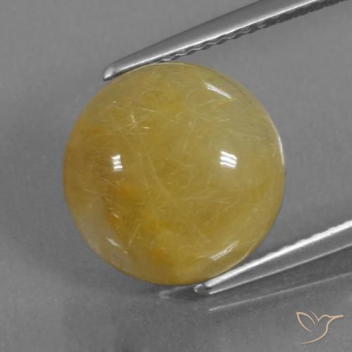 5.34ct طبيعي أصفر-ذهبى كوارتز روتيل, دائري, نصف شفاف