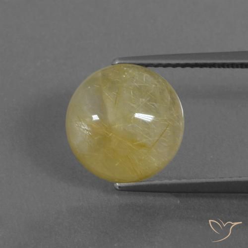 5.12ct طبيعي ذهبى متوسط كوارتز روتيل, دائري, نصف شفاف
