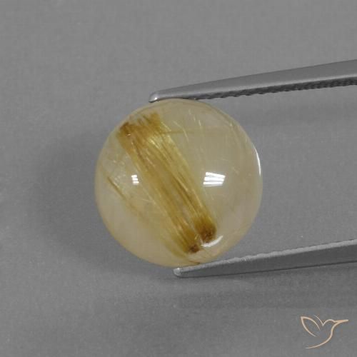 5.23ct طبيعي ذهبى متوسط كوارتز روتيل, دائري, نصف شفاف