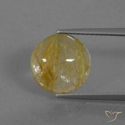3.68ct طبيعي أصفر متوسط كوارتز روتيل, دائري, شفاف