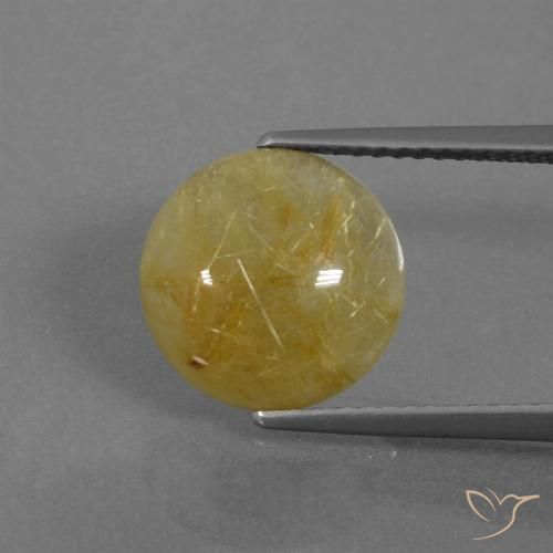 4.30ct طبيعي أصفر ديجون كوارتز روتيل, دائري, نصف شفاف