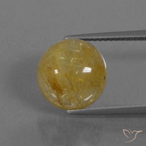 6.61ct طبيعي أصفر ديجون كوارتز روتيل, دائري, نصف شفاف